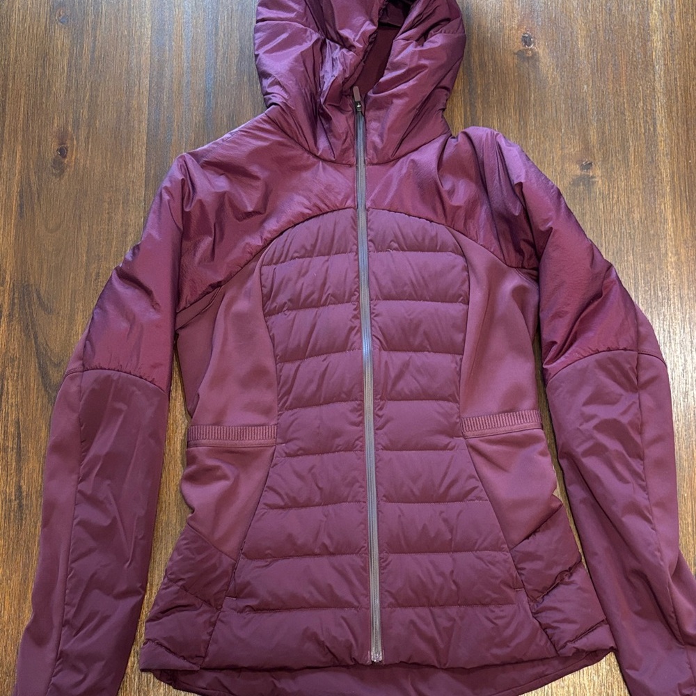 Lululemon Athletica Maroon Hooded Puffer Jacket